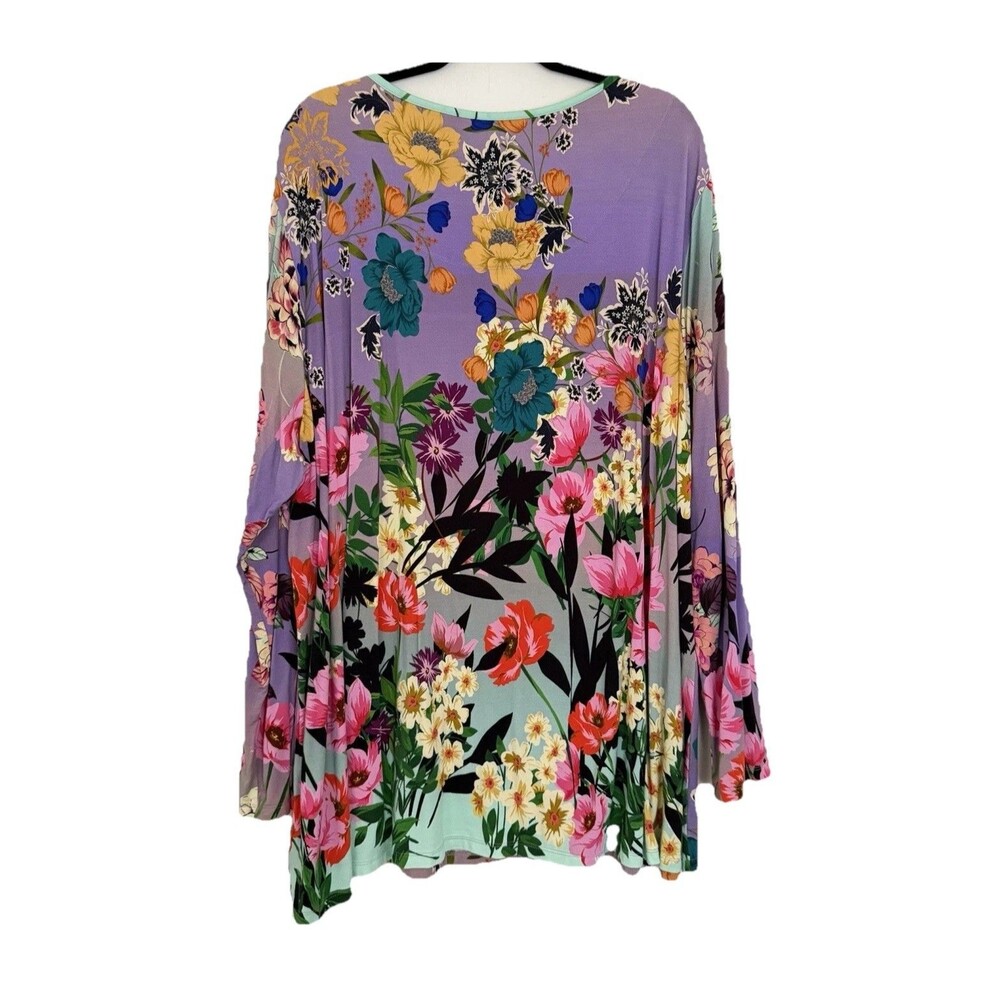 Johnny Was Lavender Floral Long Sleeve Blouse/Tunic - Picture 2 of 8